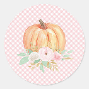 Our Little Pumpkin floral first birthday Classic Round Sticker