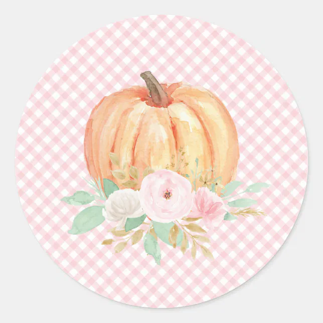 Our Little Pumpkin floral first birthday Classic Round Sticker | Zazzle