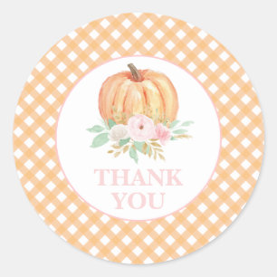 Our Little Pumpkin floral first birthday Thank you Classic Round Sticker
