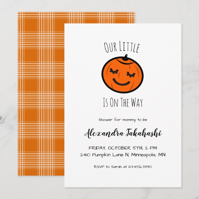 Our Little Pumpkin Gender Neutral Baby Shower Invitation (Front/Back)