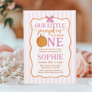 Our Little Pumpkin Girl 1st Birthday Invitation