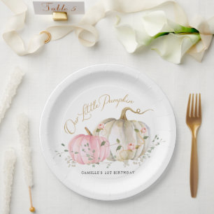 Our Little Pumpkin Girl 1st Birthday Paper Plate