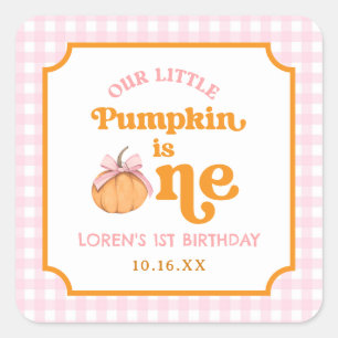 Our Little Pumpkin Girl 1st Birthday Party Square Sticker