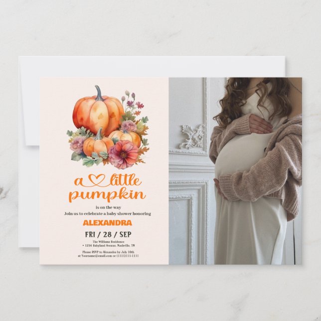 Our Little Pumpkin Girl Baby Shower Invitation (Front)