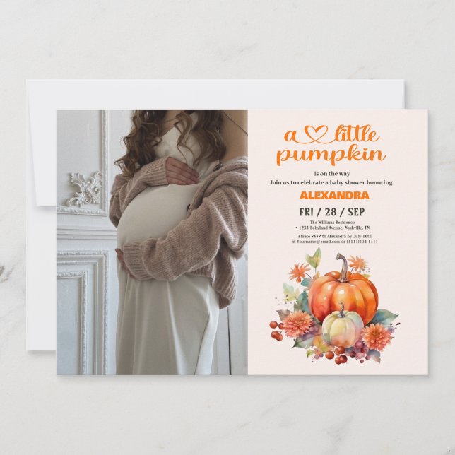 Our Little Pumpkin Girl Baby Shower Invitation (Front)