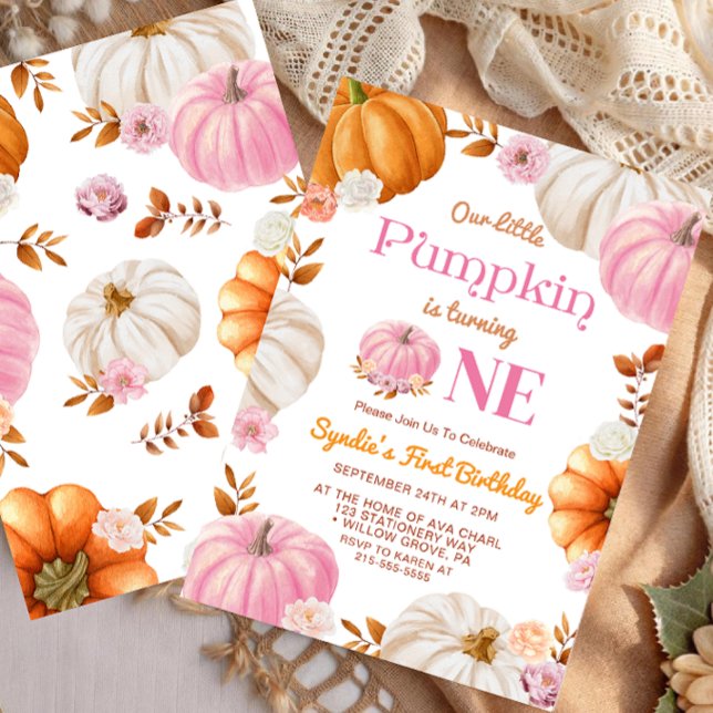 Our Little Pumpkin Girl First Birthday Party Invitation (Creator Uploaded)