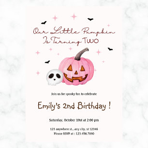 Our Little Pumpkin Halloween Birthday Any Year Invitation