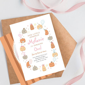 Our Little Pumpkin Invite, First Birthday Photo Invitation