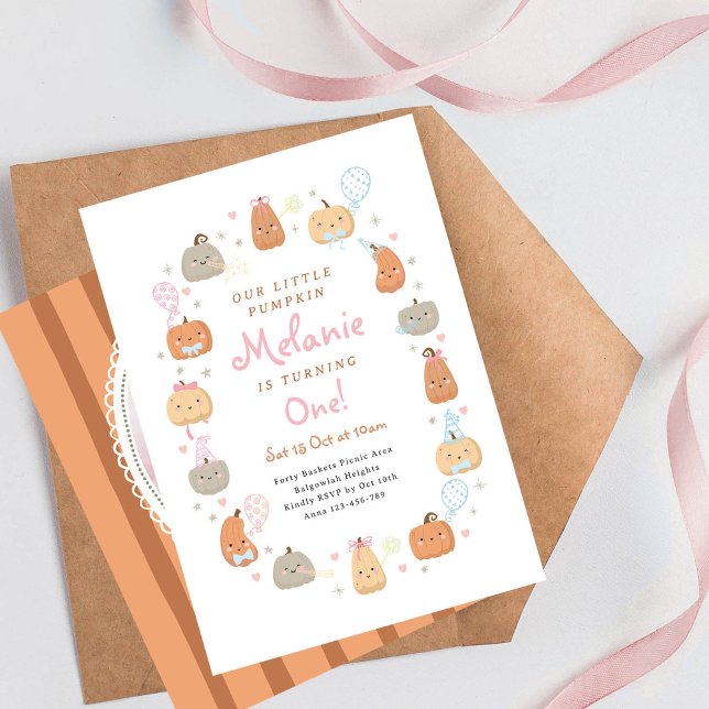 Our Little Pumpkin Invite, First Birthday Photo Invitation (Creator Uploaded)