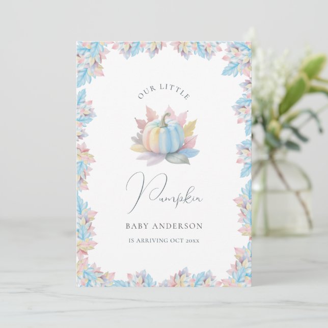 Our Little Pumpkin is Arriving Fall Baby Arrival Announcement (Standing Front)