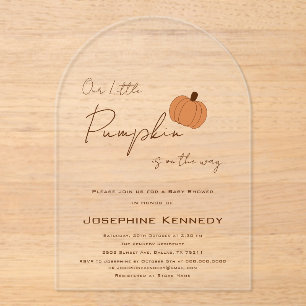 Our Little Pumpkin Is On The Way Baby Shower Acrylic Invitations