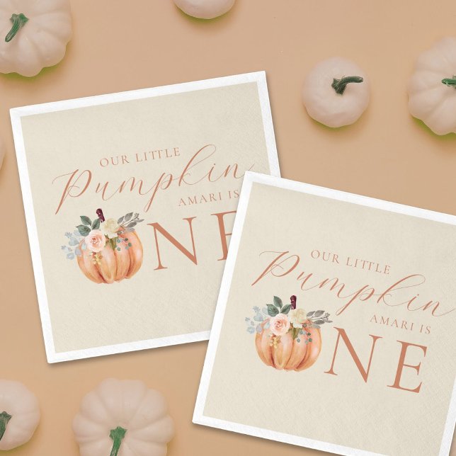 Our Little Pumpkin is One 1st Birthday Napkin (Creator Uploaded)