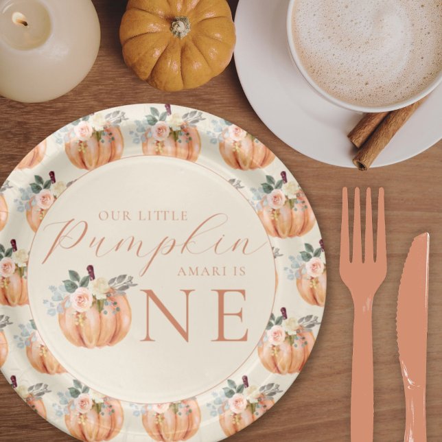 Our Little Pumpkin is One 1st Birthday Paper Plate (Creator Uploaded)