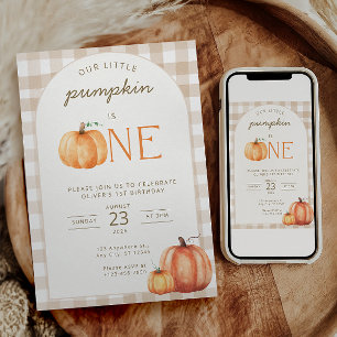 Our Little Pumpkin Is One Birthday Invitation