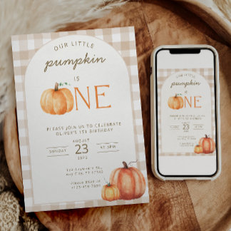 Our Little Pumpkin Is One Birthday Invitation