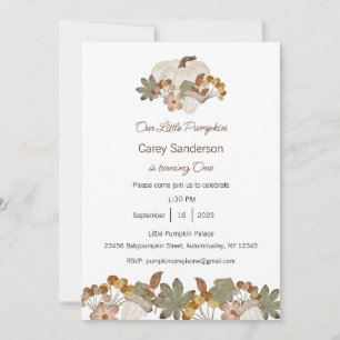 Our Little Pumpkin is One Invitation, 1st Birthday Invitation