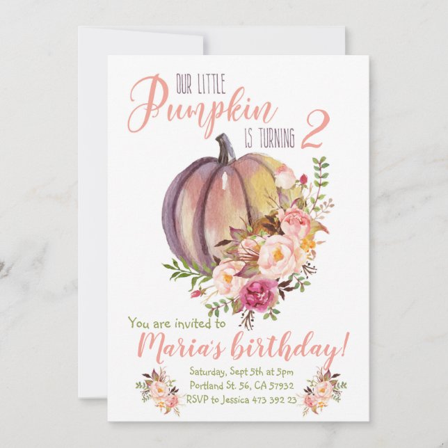 Our little Pumpkin is turning Birthday Invitation  (Front)