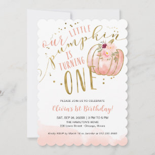 Our Little Pumpkin Is Turning One 1st Birthday Invitation