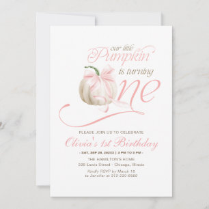 Our Little Pumpkin Is Turning One 1st Birthday Invitation