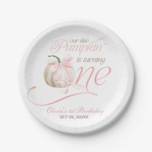 Our Little Pumpkin Is Turning One 1st Birthday Paper Plate