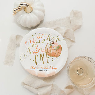 Our Little Pumpkin Is Turning One 1st Birthday Paper Plate