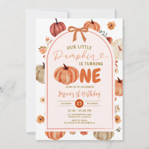 Our Little Pumpkin is turning one birthday party Invitation