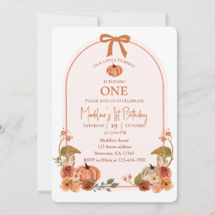 Our Little Pumpkin Is Turning One Elegant Floral Invitation