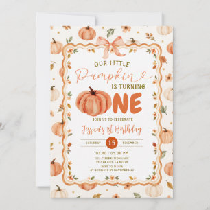 Our Little Pumpkin Is Turning One Fall Birthday Invitation
