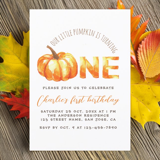 Our Little Pumpkin Is Turning One First Birthday Invitation (Creator Uploaded)