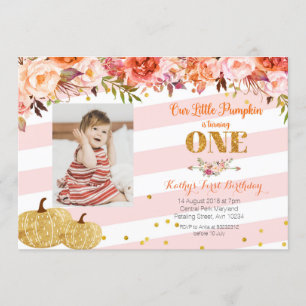 Our Little Pumpkin is turning one Invitation