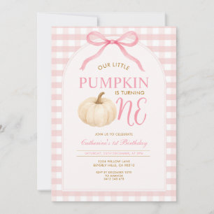 Our Little Pumpkin Is Turning One Pink Birthday Invitation