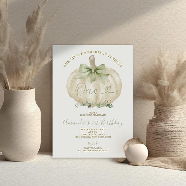 Our Little Pumpkin Is Turning One Pumpkin Birthday Invitation (Creator Uploaded)