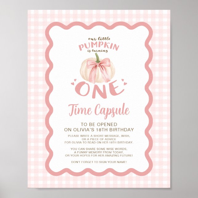 Our Little Pumpkin Is Turning One Time Capsule  Poster (Front)