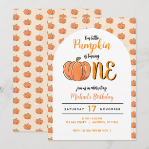 Our Little Pumpkin Modern Fall Birthday Invitation