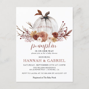 Our Little Pumpkin On The Way Baby Shower Postcard