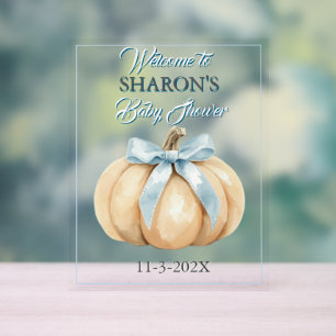 Our Little Pumpkin on the Way Fall Baby Shower Acrylic Sign
