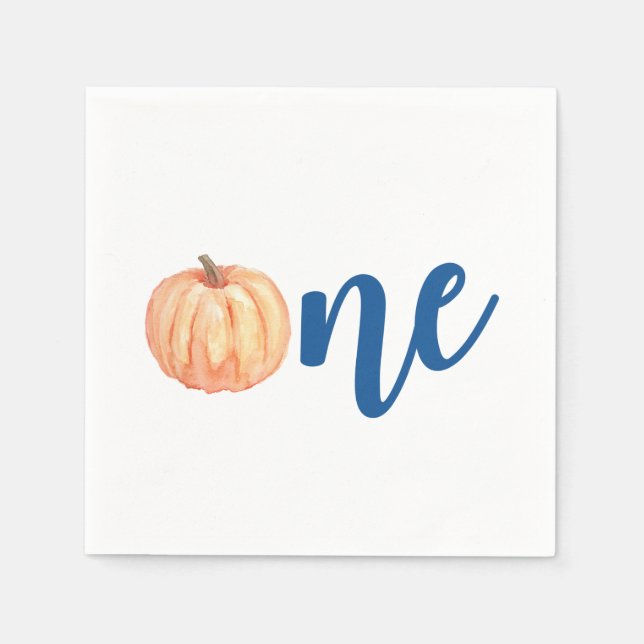 Our Little Pumpkin One blue first birthday Napkin (Front)