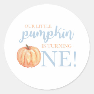 Our Little Pumpkin One pastel blue first birthday  Classic Round Sticker