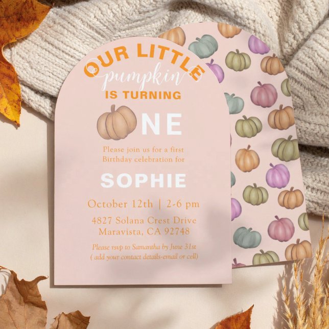 Our little Pumpkin Orange 1st Birthday Invitation (Creator Uploaded)