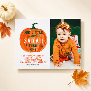 Our Little Pumpkin Photo Invitation