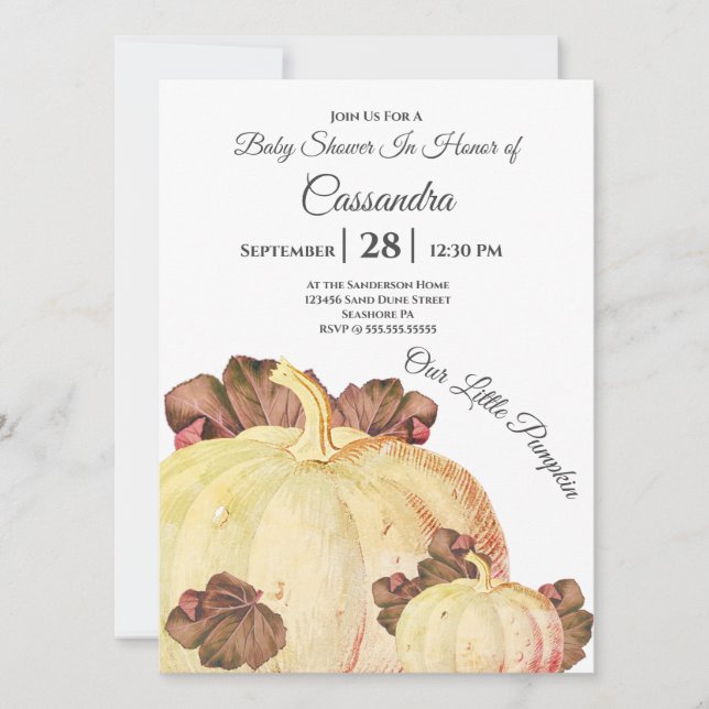 Our Little Pumpkin Pink Baby Girl Shower (Front)