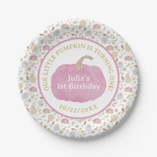Our Little Pumpkin Pink Birthday Party Paper  Paper Plate