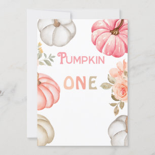 Our Little Pumpkin   Pink Bold Girl 1st Birthday  Invitation