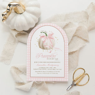 Our Little Pumpkin Pink Gingham Baby Shower Invitation