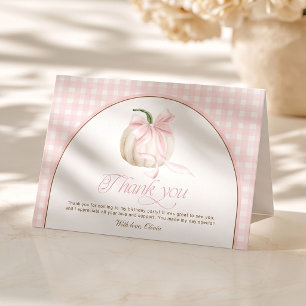 Our Little Pumpkin Pink Gingham Books for Baby Thank You Card