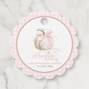 Our Little Pumpkin Pink Gingham Personalised Favour Tags