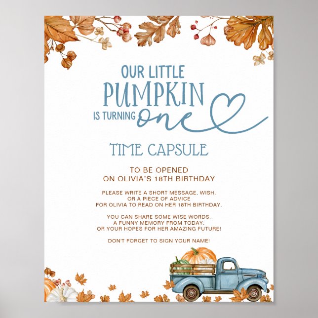 Our Little Pumpkin Time Capsule Sign (Front)