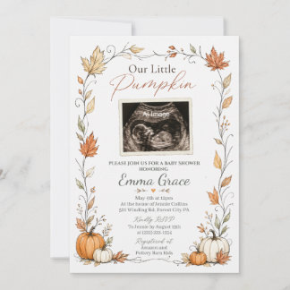 Our Little Pumpkin Ultrasound Baby Shower Invite