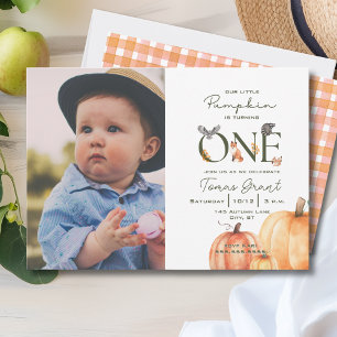 Our Little Pumpkin Woodland Fall First Birthday Invitation