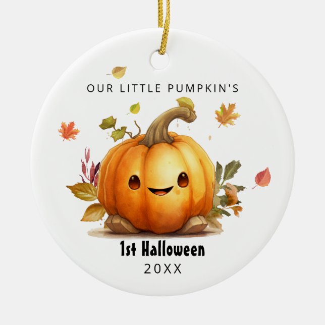 Our Little Pumpkin's 1st Halloween Photo Ornament (Front)